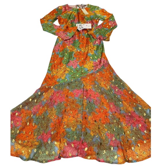 Never Fully Dressed Dresses & Skirts - NWT Never Fully Dressed Floral Alaia Maxi Dress Gold Foil Multi Color US 10